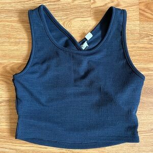 ROXY Good Keepsake Navy Blue Crop Top Criss Cross Back Size Large
